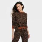 Women's Animal Print Beautifully Soft Fleece Sweatshirt - Stars Above Dark Brown