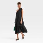 Women's One Shoulder Sleeveless Tiered Dress - A New Day Black