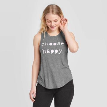 Women's Choose Happy Graphic Tank Top - Grayson Threads (juniors') - Gray