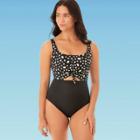 Women's Slimming Control Peek A Boo Cut Out One Piece Swimsuit - Beach Betty By Miracle Brands Black S, Women's,