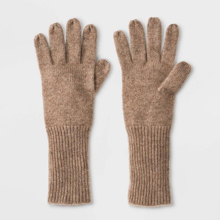 Women's Cashmere Mittens - A New Day Tan One Size, Women's, Oatmeal Grey
