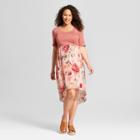 Maternity Floral Print Elbow Sleeve High Low Dress - Macherie Blush S, Women's, Pink