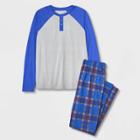Boys' Henley Long Sleeves Pajama Set - Cat & Jack Blue