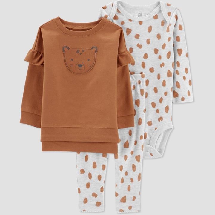 Carter's Just One You Baby Girls' Cheetah Top & Bottom Set - Tan Newborn