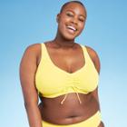 Women's Plus Size Textured Cinch Front Bralette Bikini Top - Xhilaration Lemon Yellow