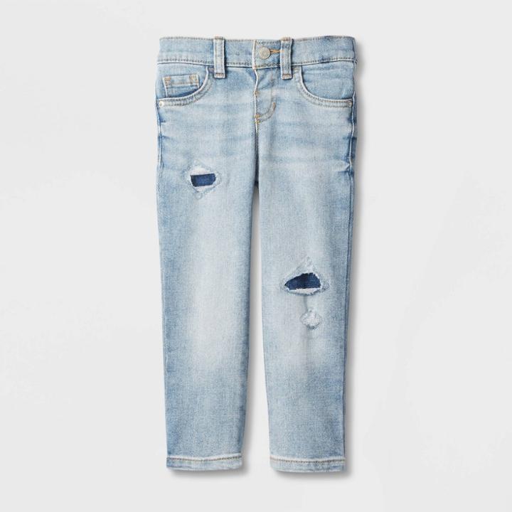 Toddler Girls' Mid-rise Vintage Ankle Straight Jeans - Cat & Jack Blue
