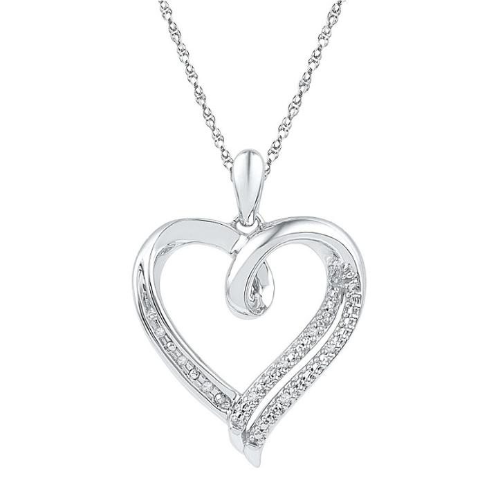 Target 1/20 Ct. T.w. Round Diamond Prong And Nick Set Heart Pendant In Sterling Silver (ij-i2-i3) (18), Women's, White