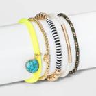 Shiny Gold With Acrylic Beads Multi Stretch Bracelet Set - Wild Fable Neon Yellow/black/white