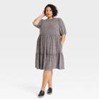 Women's Plus Size Short Sleeve Tiered Dress - Knox Rose Heather Gray