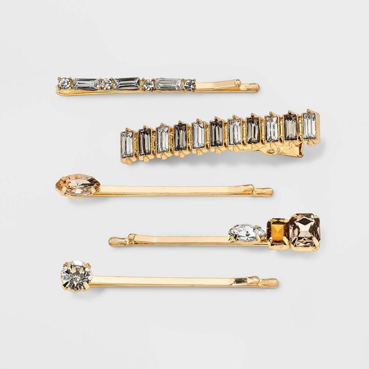 Crystal Bobby Pin Set 5pc - A New Day Neutrals