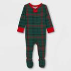 Hearth & Hand With Magnolia Baby Tartan Plaid Union Suit Dark Green/red - Hearth & Hand With