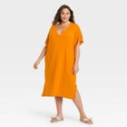 Women's Plus Size Dolman Short Sleeve Dress - Ava & Viv Orange