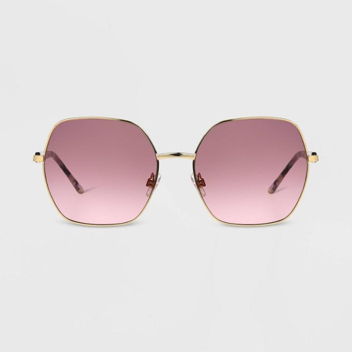 Women's Oversized Metal Geo Round Sunglasses - Universal Thread Gold