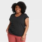 Women's Plus Size Short Sleeve Scoop Neck T-shirt - All In Motion Black