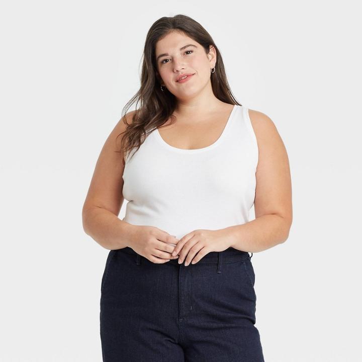 Women's Plus Size Tank Top - Ava & Viv White