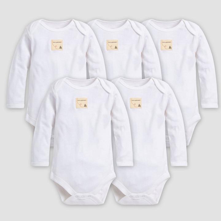 Burt's Bees Baby Organic Cotton 5pk Long Sleeve Bodysuit - Cloud