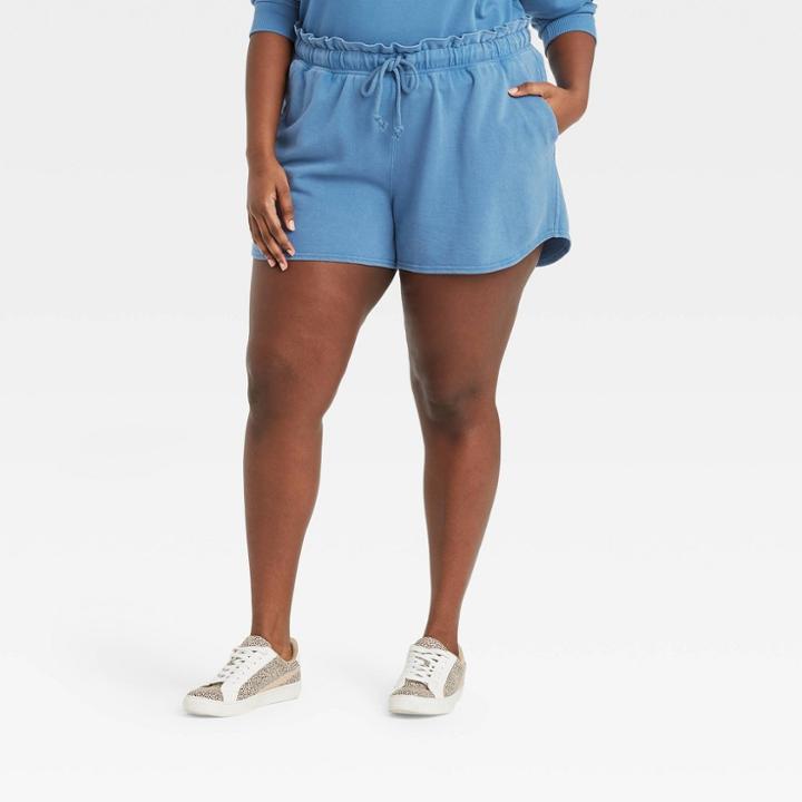 Women's Plus Size High-rise Pull-on Shorts - Universal Thread Blue