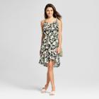 Women's Floral Print Sleeveless Ruffle Lace-up Back Dress - Xhilaration Black