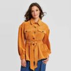 Women's Volume Sleeve Shirt Jacket - Who What Wear Brown