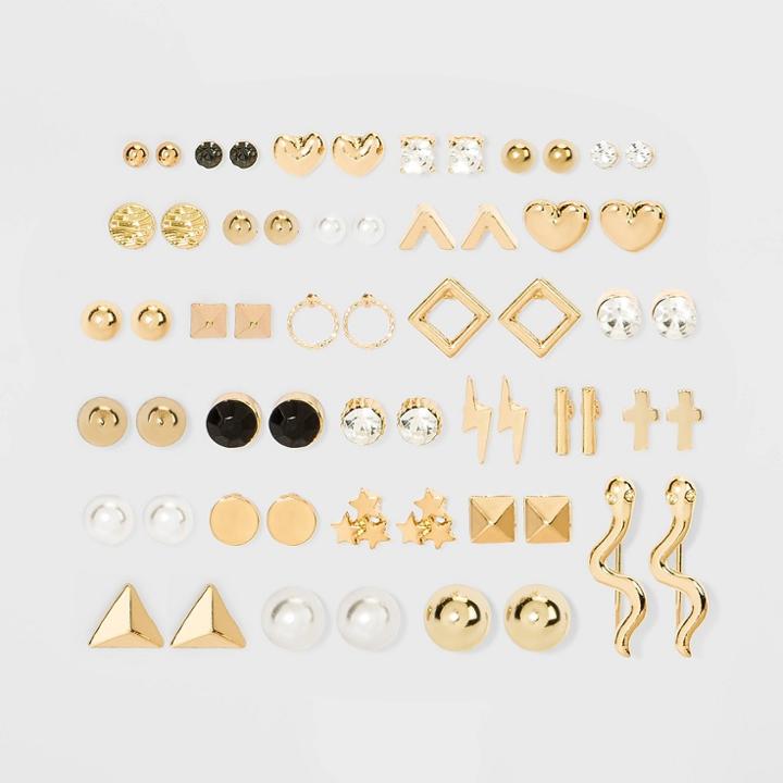 Cross Heart And Snake Multi Earring Set 30pc - Wild Fable , Grey/nickel