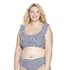 Women's Plus Size Striped Bikini Swimsuit Top - Navy/white 3x - Vineyard Vines For Target, Blue