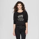 Women's Good Witch Bad Witch Reversible Sequin Graphic Sweatshirt - Zoe+liv (juniors') Black