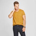 Men's Striped Standard Fit Short Sleeve V-neck T-shirt - Goodfellow & Co Zesty Gold