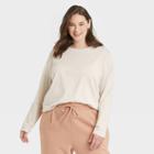 Women's Plus Size Long Sleeve Supima T-shirt - A New Day Beige