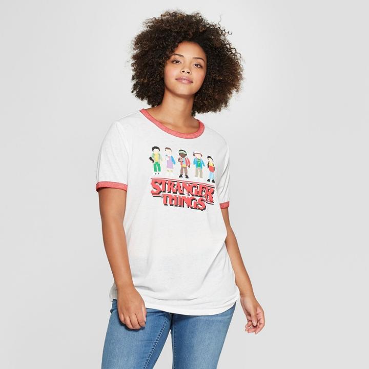 Women's Stranger Things Plus Size Short Sleeve Character Graphic T-shirt (juniors') White