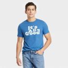 Men's Printed Standard Fit Short Sleeve Crewneck T-shirt - Goodfellow & Co Blue/letters