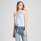 Women's Off The Shoulder Stripe Top - Mossimo Supply Co. Blue