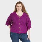Women's Plus Size Button-down Cardigan - Ava & Viv Magenta X, Pink