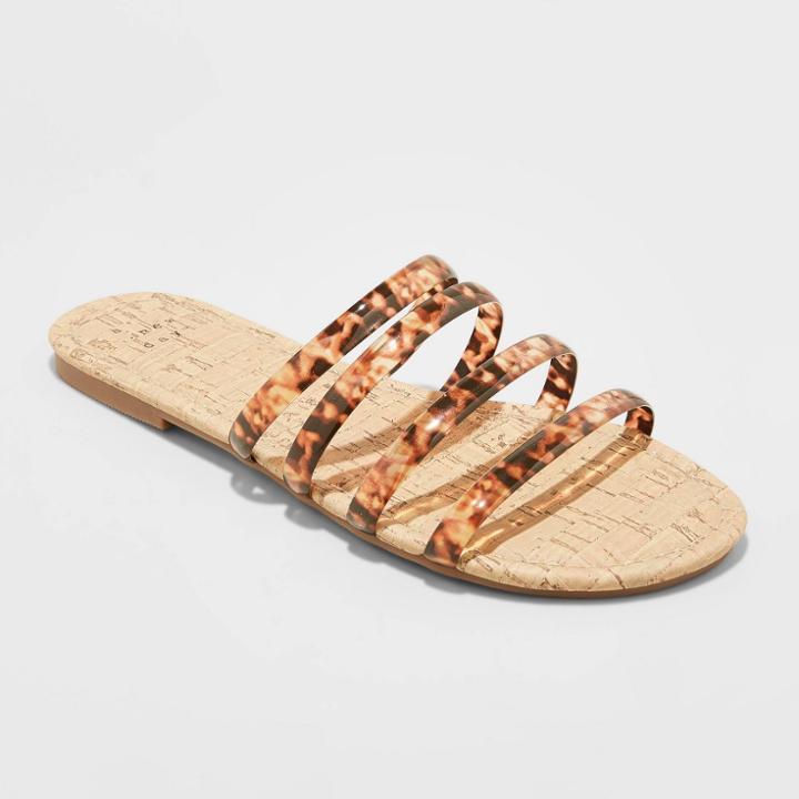 Women's Avie Strappy Slide Sandals - A New Day Tortoise 5.5, Women's, Green