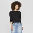 Women's Long Sleeve T-shirt With Rounded Hem - Universal Thread Black