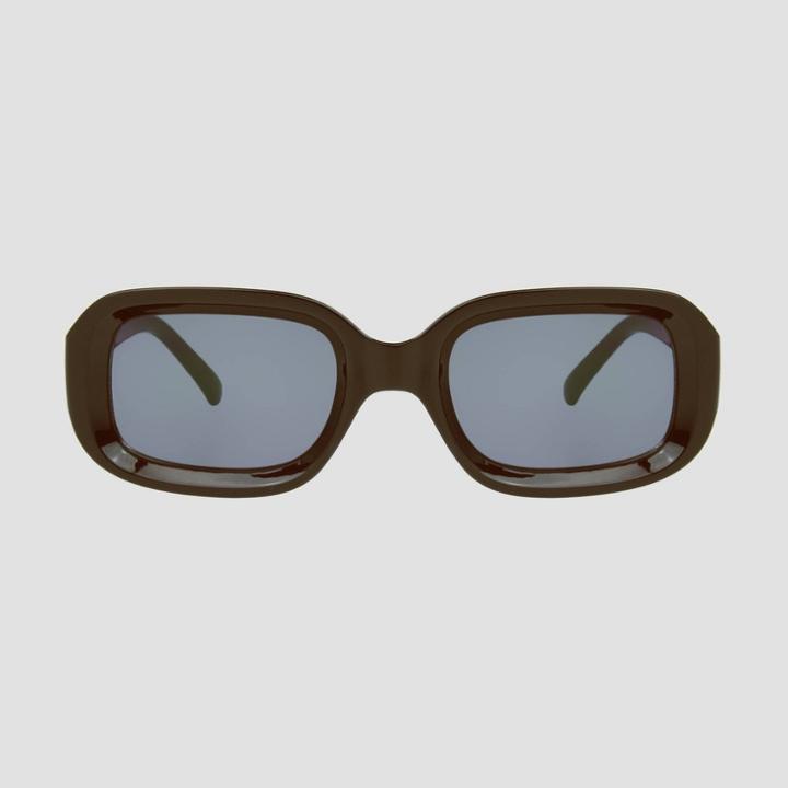 Men's Narrow Trend Rectangle Sunglasses With Mirrored Lenses - Original Use Brown