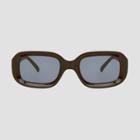 Men's Narrow Trend Rectangle Sunglasses With Mirrored Lenses - Original Use Brown