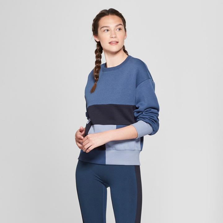 Women's Patchwork Sweatshirt - Joylab Dark Denim/night Sky/stone Wash