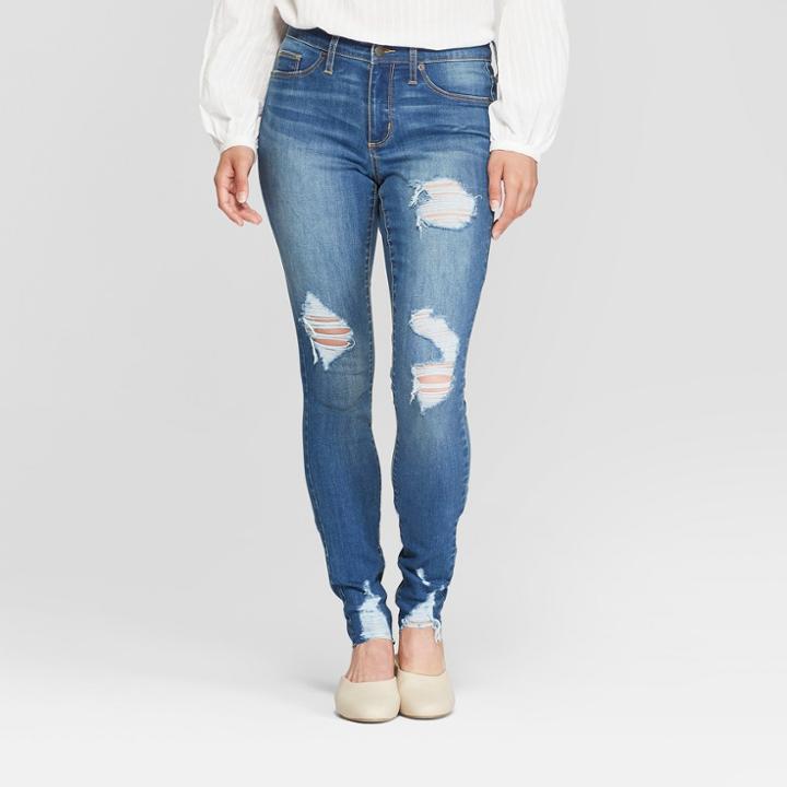 Women's High-rise Destructed Jeggings - Universal Thread Medium Wash