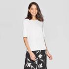 Women's Elbow Sleeve Linen Crewneck Basic T-shirt - A New Day White