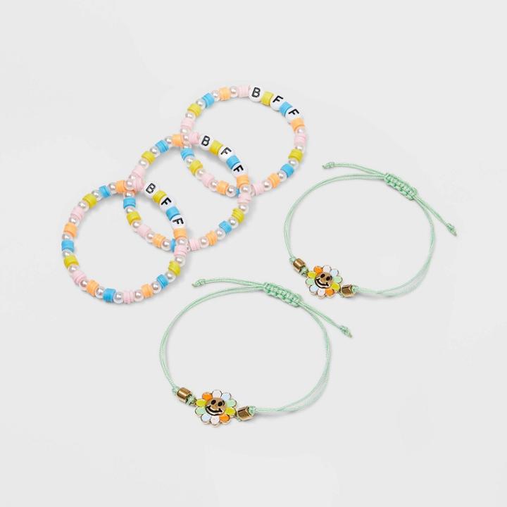 Girls' 5pk Floral Bff Bracelet Set - Cat & Jack , One Color