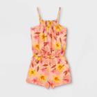 Girls' Printed Sleeveless Woven Romper - Cat & Jack Light Peach