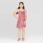 Girls' Lace Trim Tank Dress - Art Class Pink