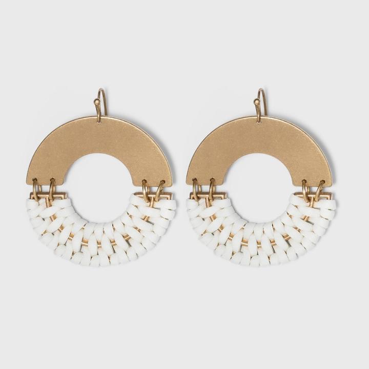 Orbital Woven Vegan Leather Drop Earrings - Universal Thread Ivory