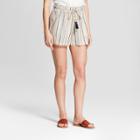 Women's Striped Crochet Trim Shorts - Knox Rose Ivory
