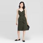 Women's Sleeveless V-neck Front Button-down Dress - A New Day Green