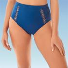 Women's Slimming Control Mesh Inset High Waist Bikini Swim Bottom - Beach Betty By Miracle Brands Navy S, Women's, Size: