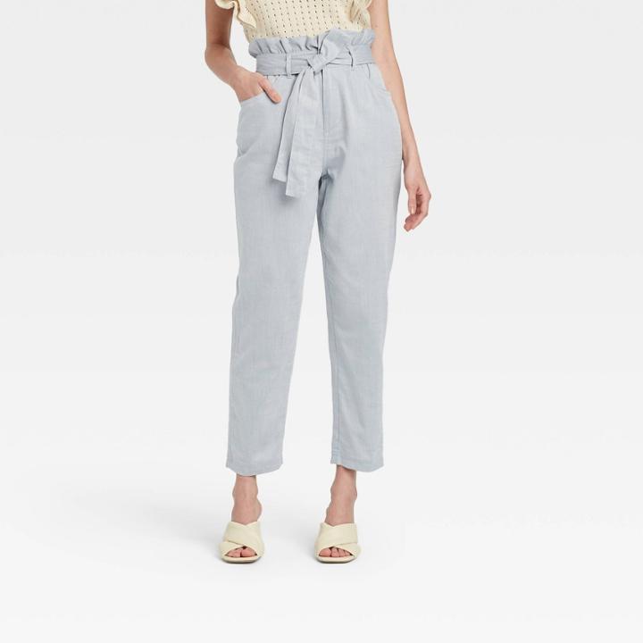 Women's Ankle Length Denim Trousers - Who What Wear Blue