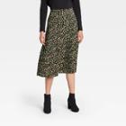 Women's Leopard Print Pleated Midi Skirt - Who What Wear Brown