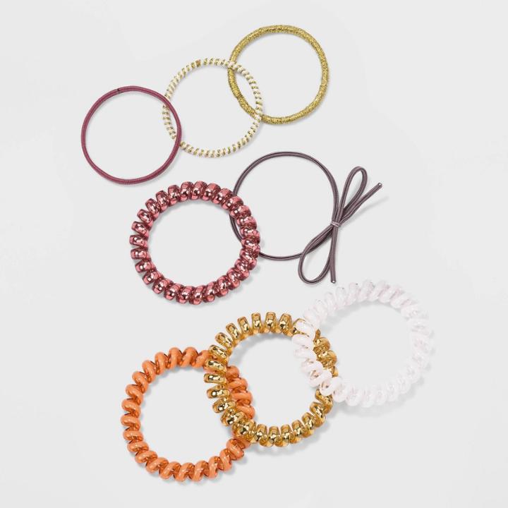 Multi Bright Coils And Hairband Hair Elastics 8pc - Wild Fable Brown