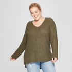 Women's Plus Size Tunic Pullover Sweater - Universal Thread Olive (green)